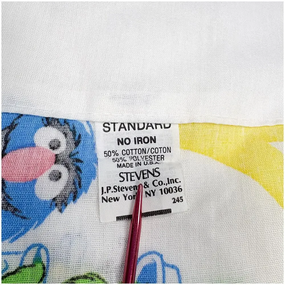Vtg Sesame Street Twin Sheet Set Alphabet & Character Stevens Made USA